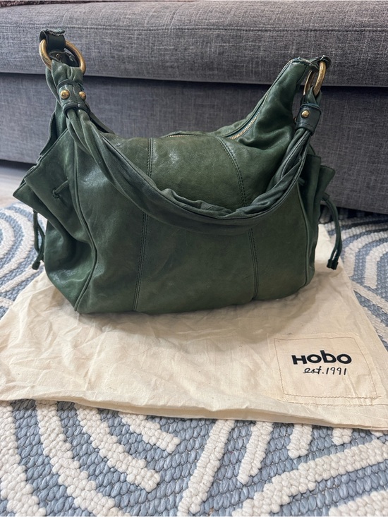 HOBO Handbags - HOBO International Green Leather Slouchy Shoulder Bag Brass Hardware